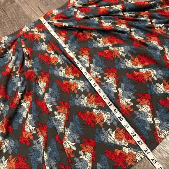 New LulaRoe Bird Print A-Line Midi PleatedSkirt Sz L Americana Whimsy Pockets - Picture 8 of 8